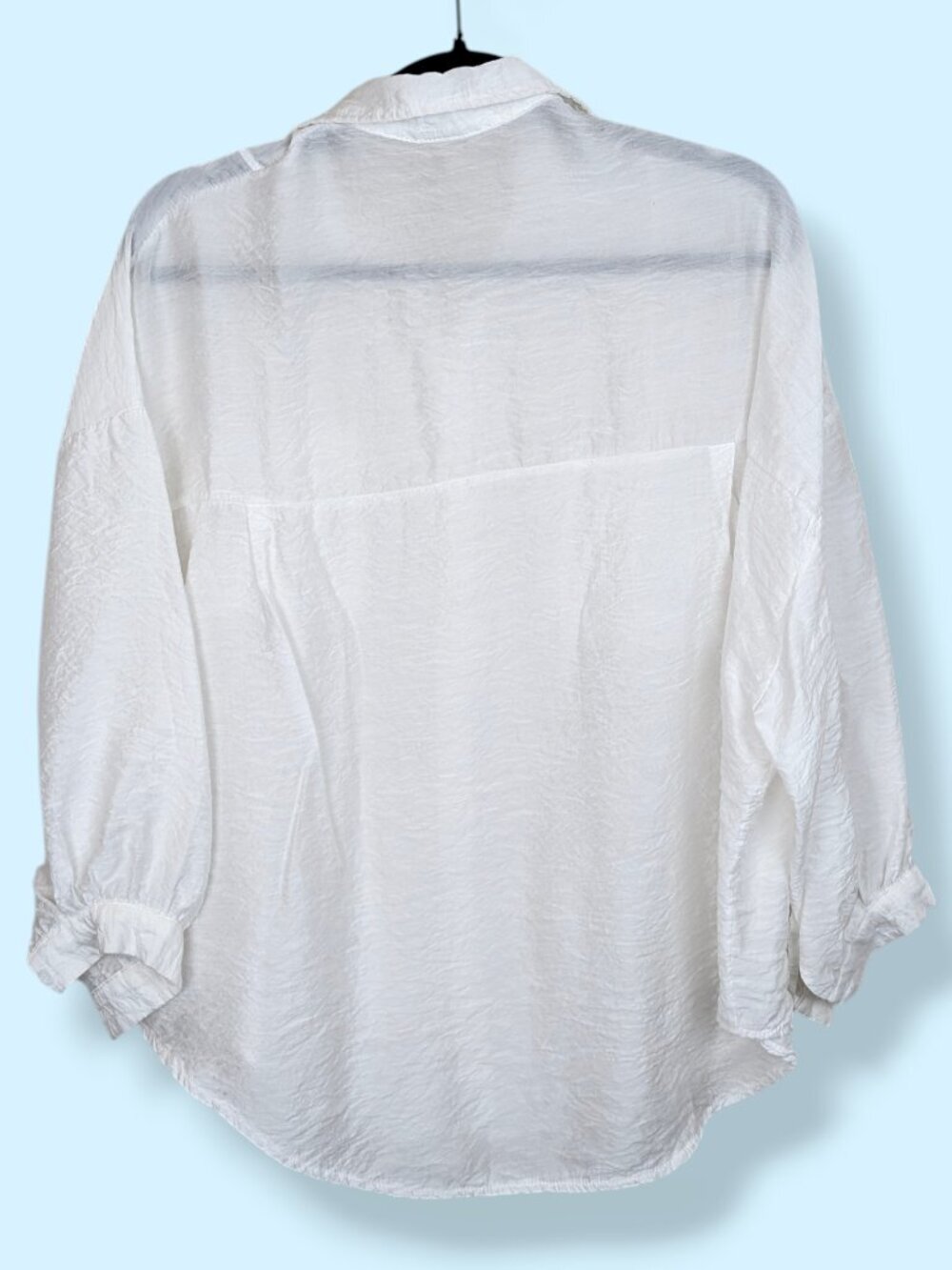 White Textured Buttoned Blouse - Picture 7 of 8